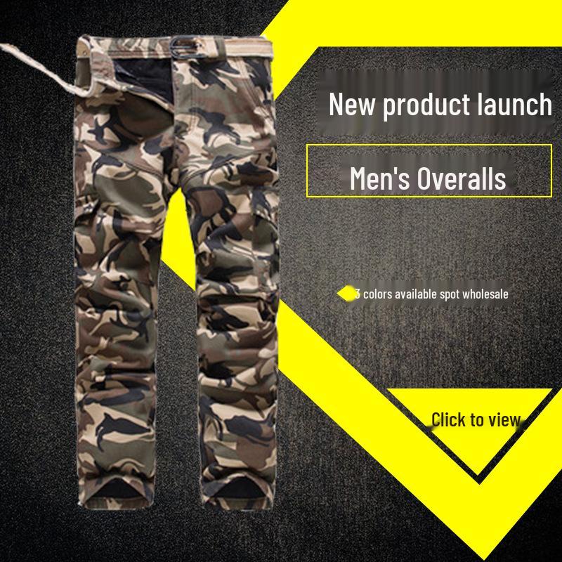 2025 Men's Military Camouflage Cotton Work Pants with Multi-Pockets & Embroidery