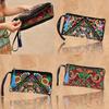 Ethnic Embroidered Long Wallet With Tassel Polyester Fabric Retro Style