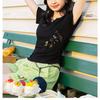 T-shirt a maniche corte stile cinese da donna, top corto estivo beige, outfit alla moda e trendy