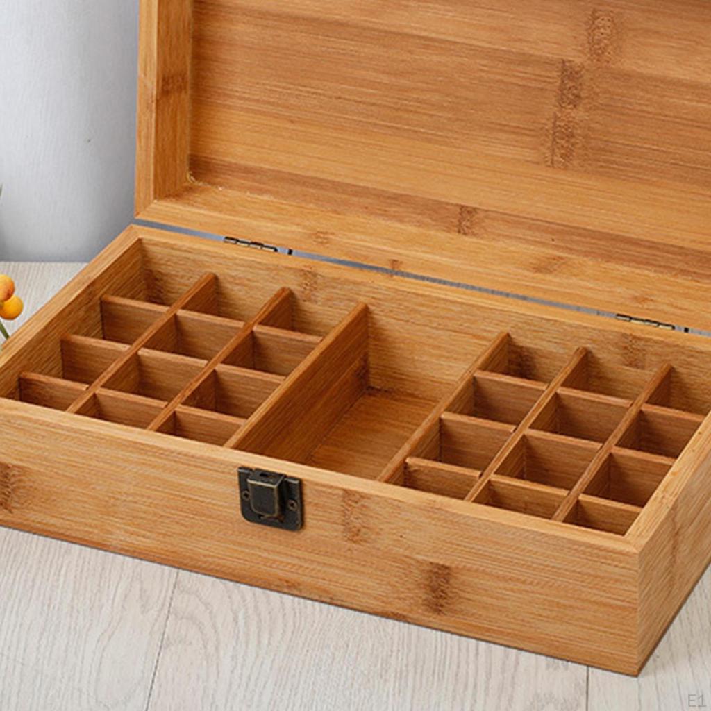Aufbewahrungsbox für ätherische Öle aus Bambus, Reisedisplay, Kapazität für 35 Flaschen mit 5, 10 und 15 ml,
