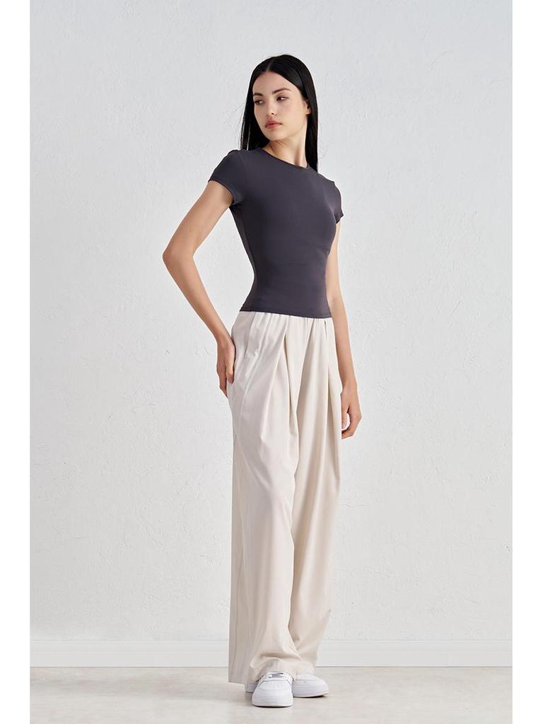 Women's Slimming Waist Yoga T-Shirt - Comfortable Short Sleeve Casual Gym and Yoga Top