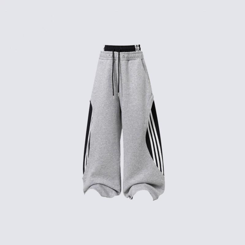 Color Block Loose Fit Sweatpants Men Women Winter Casual Streetwear