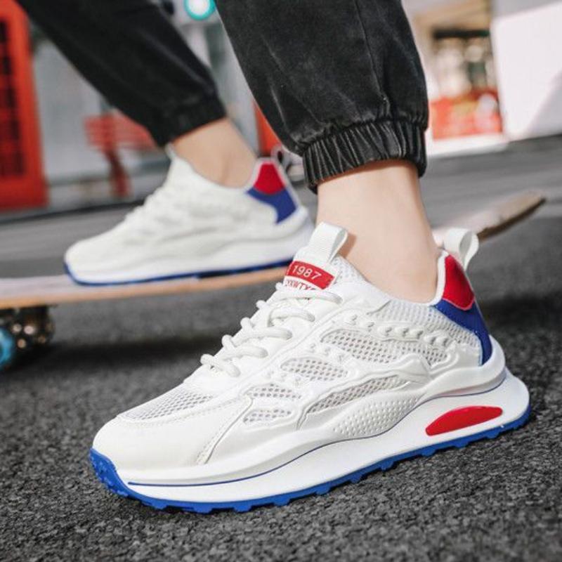 Herren Laufschuhe 2024 Neue atmungsaktive Schnürschuhe für Herren Casual Sneaker Hochwertige bequeme Schuhe mit weicher Unterseite und zunehmender Körpergröße
