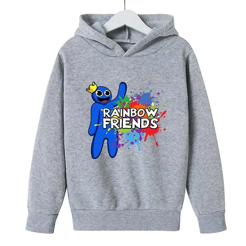 

2025 Rainbow friends Новые толстовки для мальчиков с принтом из мультфильмов, детская толстовка с длинным рукавом на весну и осень, милые толстовки для девочек 140