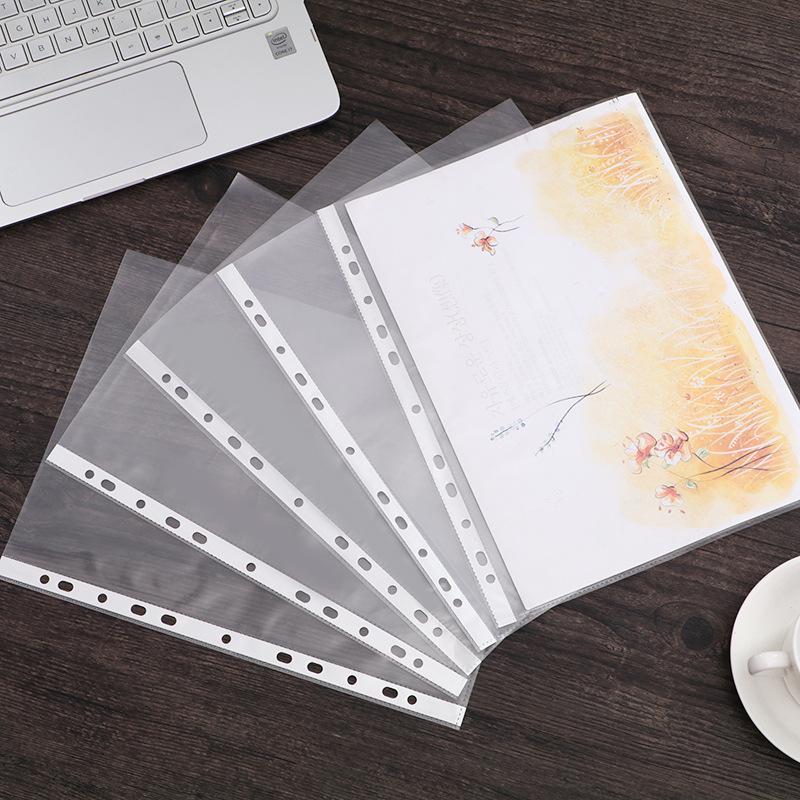 A4 Transparent 11-Hole Loose-Leaf File Folder with Protective Cover and White Strip