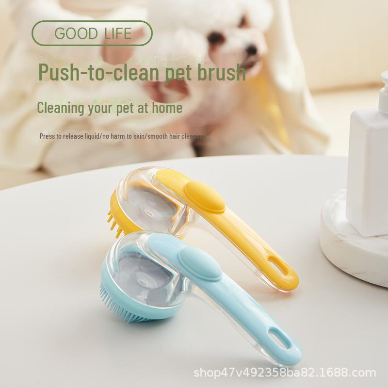 

Long-Handle Pet Shampoo Brush with Massaging Head Scratcher for Bathing 1pc синий