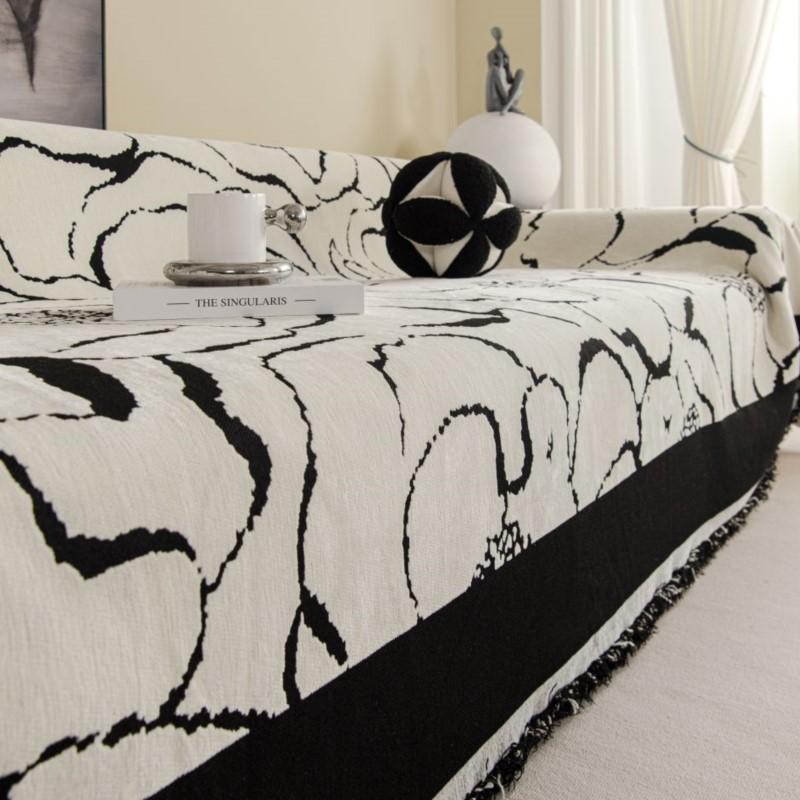 Black White Sofa Cushion Cover Sofa Cover Chenille Universal Sofa Towel Couch Cover Pet Mat Living Room Sofa Dust Proof