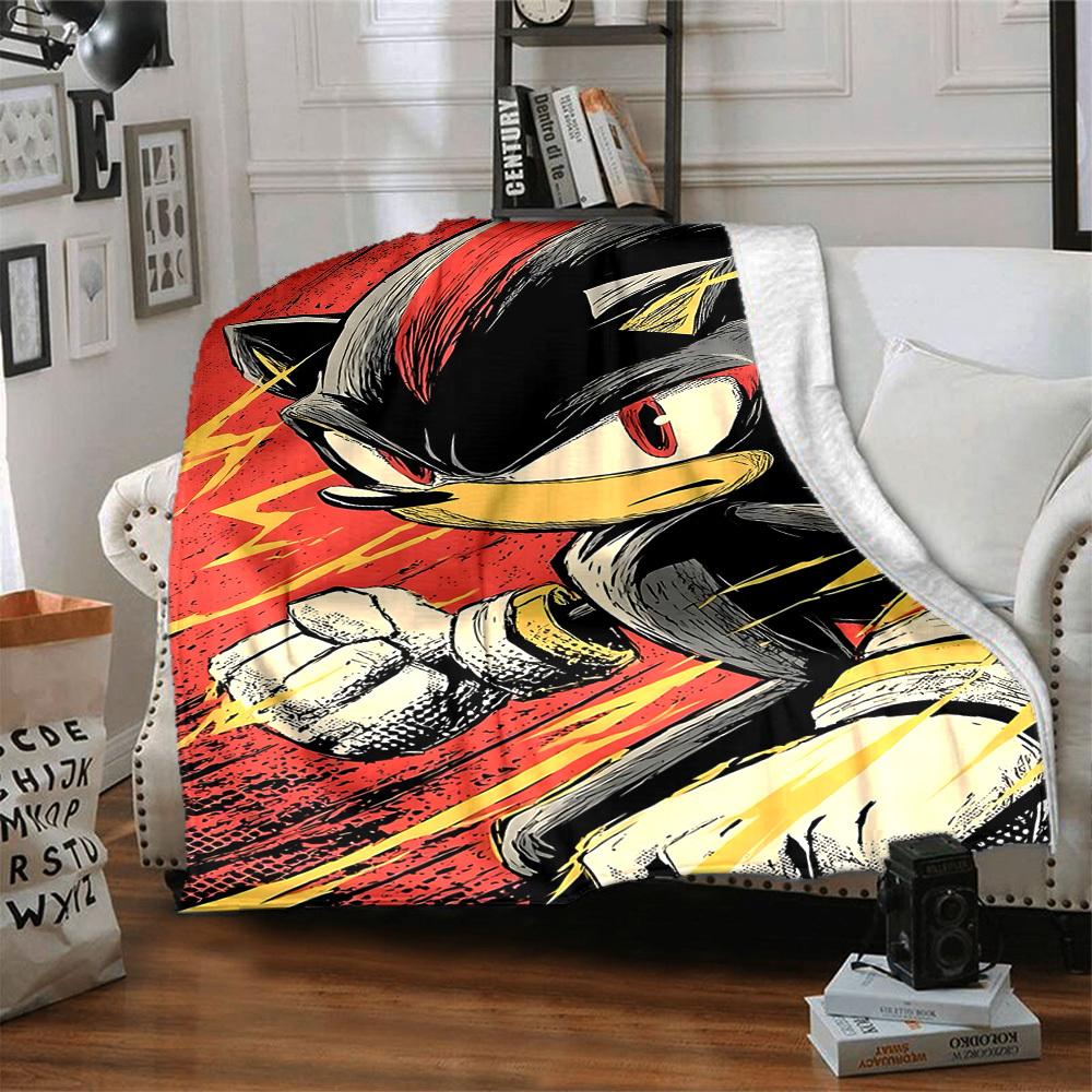 1pc Sonic Hedgehog Flannel Blanket, Soft Skin Friendly with Digital Printing, Various Sizes Available for Family, Friends, Birthday
