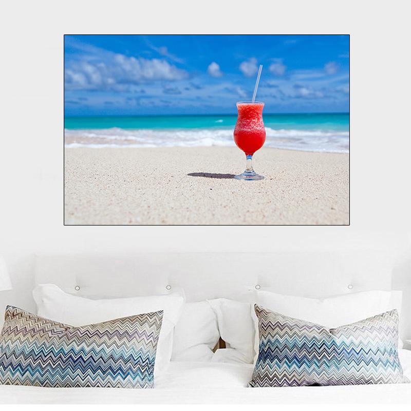RELIABLI ART Obraz na plátně Pláž Moře Ocean Wave Quadro Domácí dekorace Plakáty a obrazy Plakát Nástěnné obrazy do obývacího pokoje