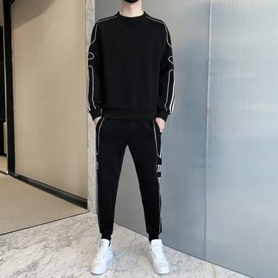 Men's New Cotton Sweater Casual Clothes Spring and Autumn Trend Hong Kong Style Tide Brand Sportswear Suit
