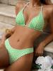 Two Piece Bikini Set with Adjustable Tie Straps Floral Print Triangle Top and High Cut Bottom Swimwear for Women Beachwear / Poolwear