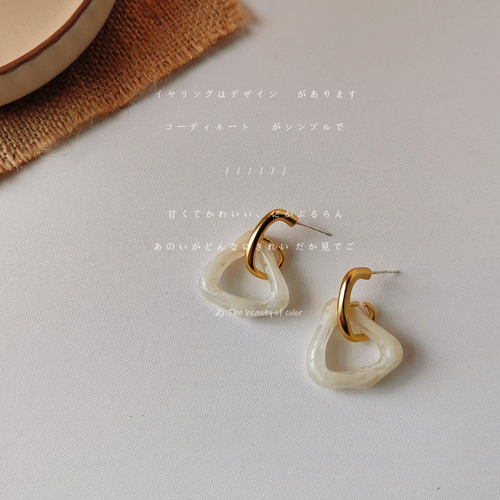 Vintage Fall & Winter Brown Earrings With Amber Resin Stone Crystal Caramel Color Women'S Earrings Elegant Jewelry Maillard