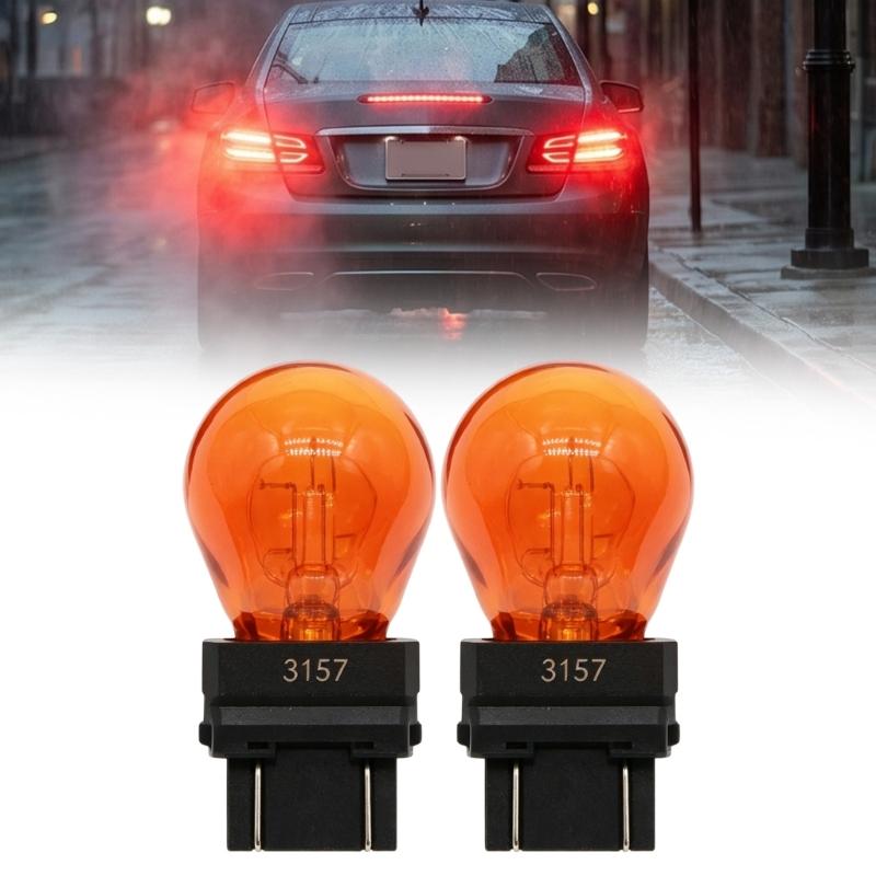 2pcs 3157 Halogen Brake Light Bulbs  Glass Automotive Replacement Lamps with Wedge Base Vehicle Accessoreis for Brake Tail Signal Use