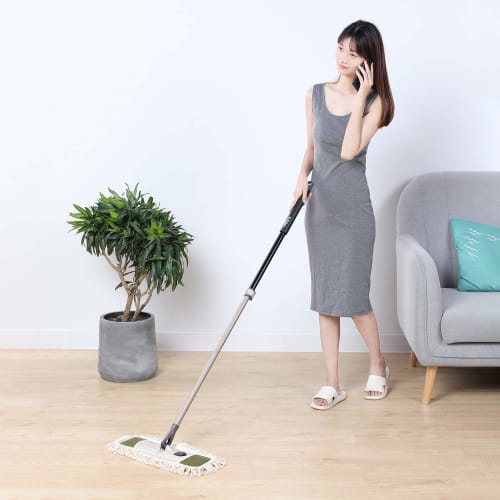 Eyliden Dust Mop with Two Reusable Washable Pads - One-Touch Replacement, Adjustable Height Handle, Wet & Dry Mop for Floor Cleaning, Hardwood, Lamina