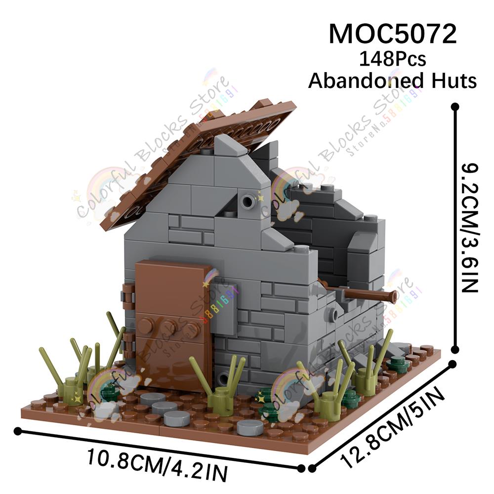 Military Architecture MOC Building Blocks DIY Base Defense Wall Postwar Breakage House Scene Model Assembly Bricks Toys For Kids