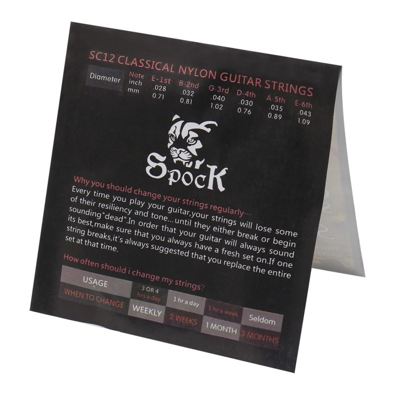 6 Pcs Guitar Strings Set Nylon Silver Plating Super Light for Classic Acoustic Guitar