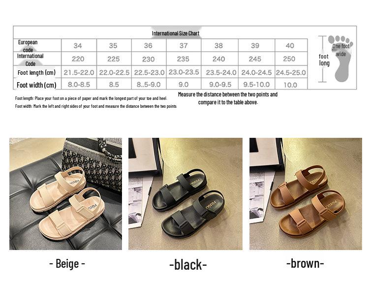 2024 Damen Sandalen im koreanischen Stil mit flachem Klettverschluss - Bequem, trendig römisches Ein-Riemen-Design für den Sommer