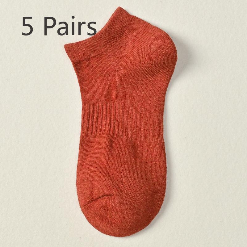 5 Pairs of Female Autumn and Winter Cotton Thick Wool Ring Warm and Cold Resistant Pure Color Sports Sweat Absorption Tube Socks