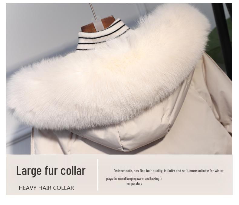Women's Short Down Jacket with Large Fur Collar, 2024 Petite Slimming Style, Clearance Sale
