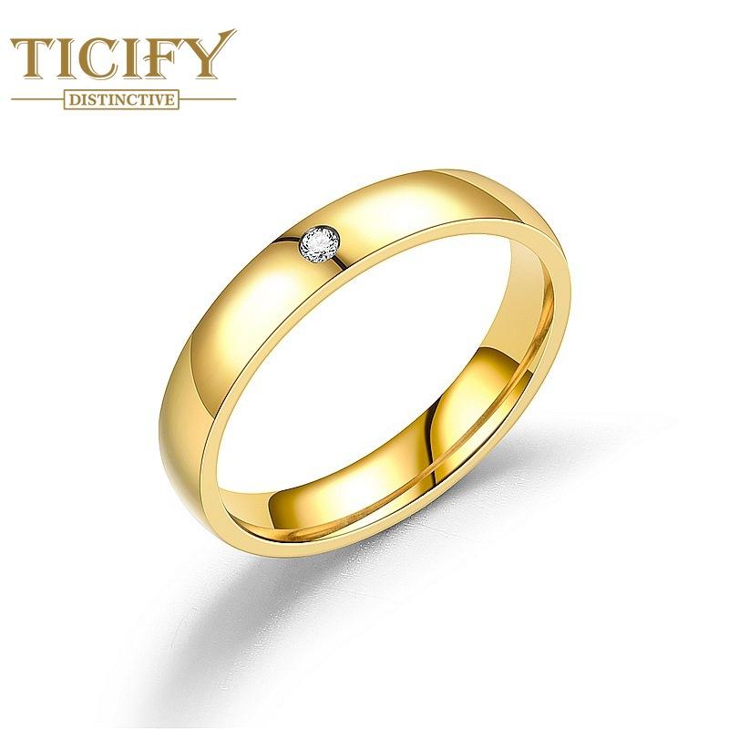 Lichtbeständiger Paarring aus Titanstahl mit eingelegtem Diamant und heller Oberfläche aus Edelstahl