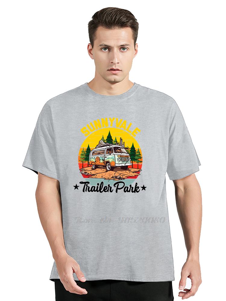 T-shirt Oversize Amoureux du Camping Rétro Sunnyvale Parc de Caravanes Aventure en Plein Air T-shirt en Coton Vêtements Unisexe Hauts Unisexe T-shirts