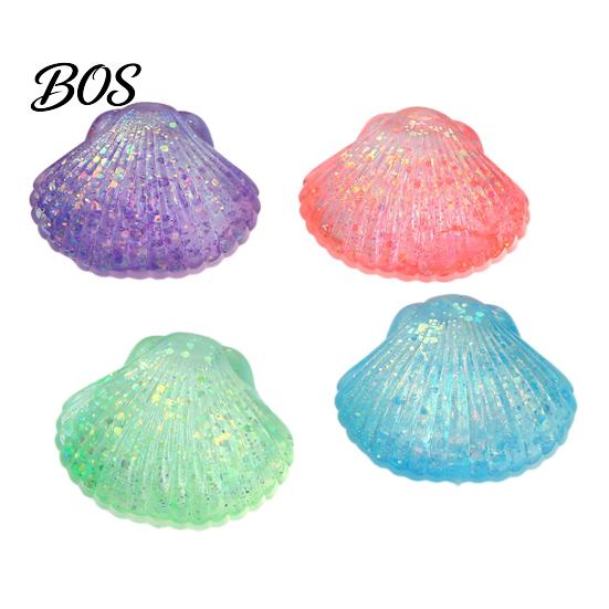 Shell Sensory Toy Mini Glitter Squeeze Toy, Stress Relief Sugar Ball Transparent Anti-stress Fidget Soft Stretchy Ocean Anxiety