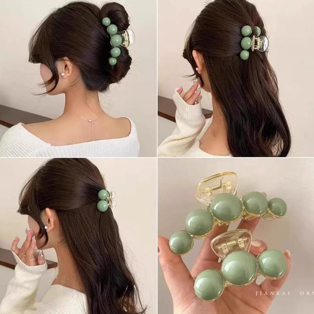 French Pearl Acrylic Shark Hair Clip - Large & Small Claw for Influencer Style