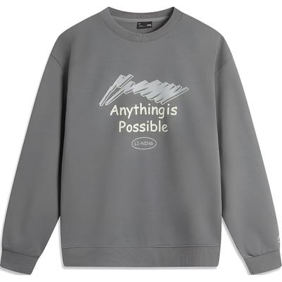 Serie Li Ning Sport Lifestyle Antistatico Antibatterico Caldo Lettera Manica Lunga Felpa Girocollo Pile Felpa Uomo sweatshirt AWDUC95-4