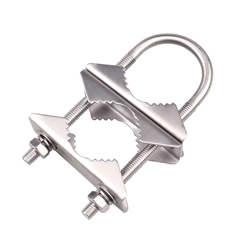 For TV,CB,Ham Double Antenna Mast Clamp V Jaw Block With M6 U Bolts Heavy Duty Anti-Rust Mast To Mast Mount Bracket Kit