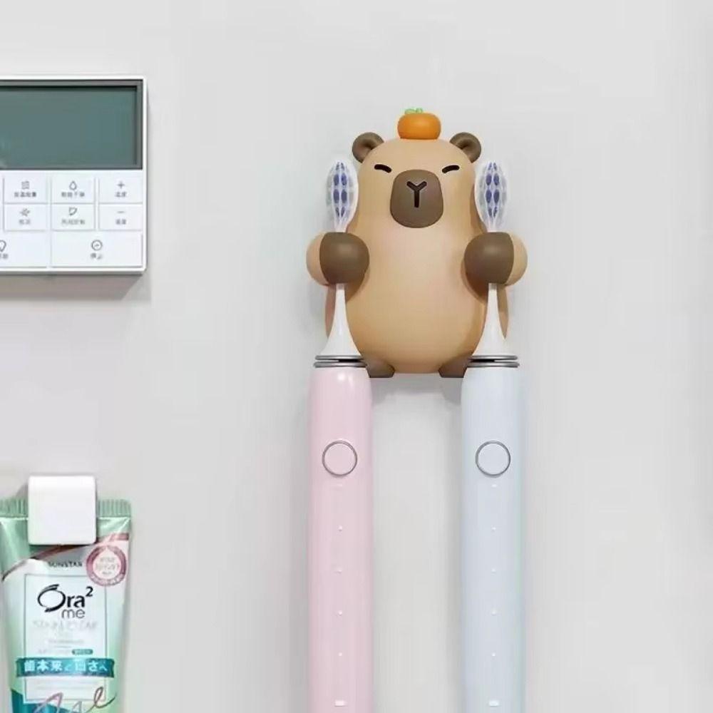 Multi-functional Couple Toothbrush Rack Drain Hole Toothpaste Storage Shelf  Couple