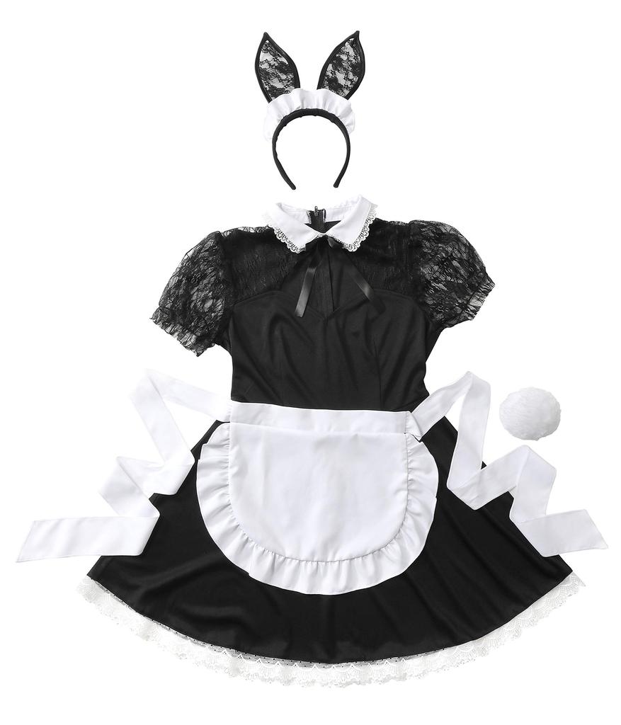 Clearstone GLOWHOLIC Cosplay Halloween Bunny Maid L Black Women's