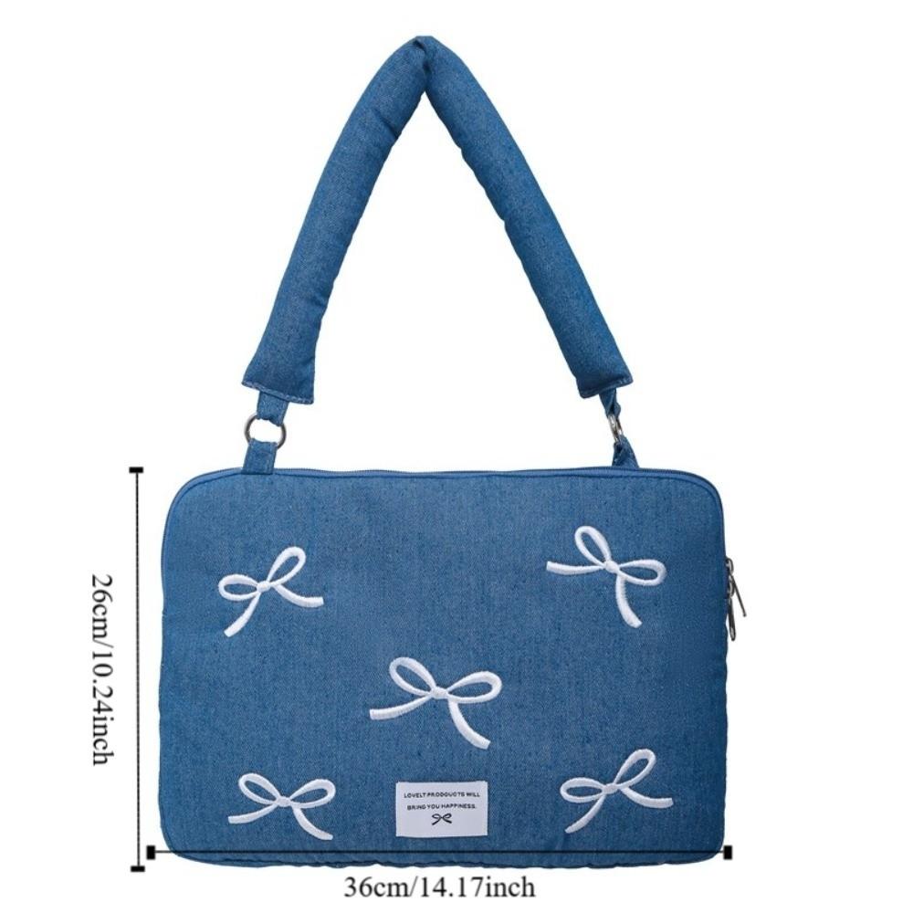 14 Inches Laptop Bag Bowknot Embroidered Computer Handbag Modern Computer Bag  Daily Commute