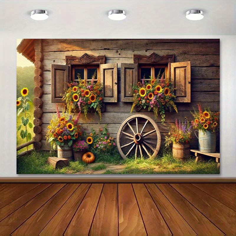 1 piece of rural charm polyester background - vibrant rural scene (as the picture,130x180 CM)
