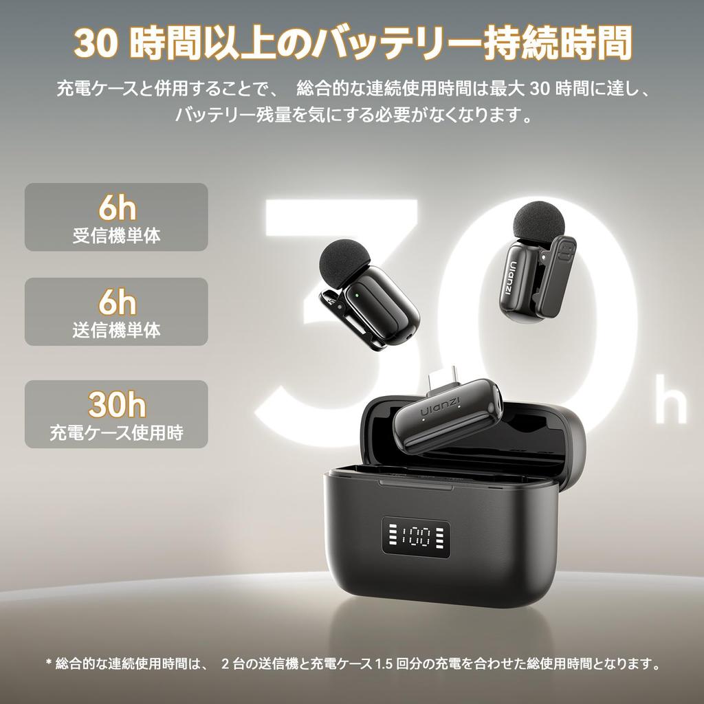 Ulanzi A200 Wireless Lavalier 100M Transmission Noise Battery Instant Automatic Sound Charging Case Mini Microphone for Suitable for Live Black White
