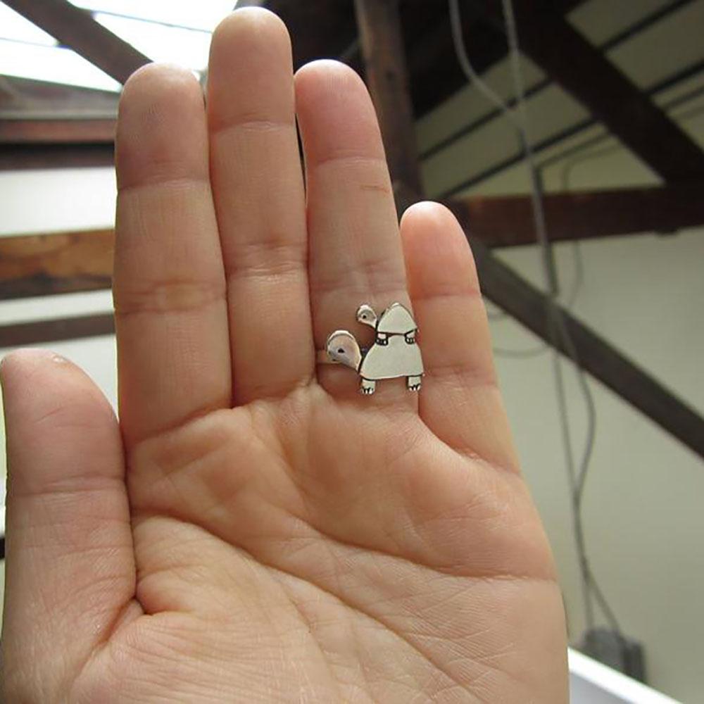 Nowy Design Zwierzę Duży i Mały Podwójny Pierścionek Żółw Wypełniona Biżuteria Ślubna Dla Kobiet/Mężczyzn Pierścionki Damskie Prezenty Pierścionki Damskie