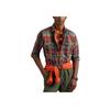 Polo Plaid Single-Breasted Plain Knit Long Sleeve Shirt Men Shirts Green 710958362001