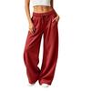 Women's Color Casual Lined Wide Leg Sweatpants with Pockets and