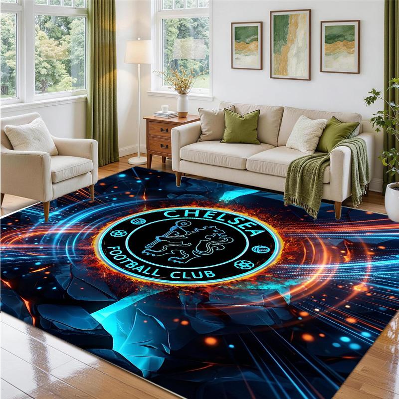 Chelsea FC Design Crystal Velvet Rug Soft Decorative Mat for Bedroom Entrance