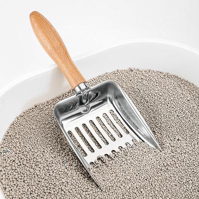 Abfallschaufel für Katzen mit langem Griff, Edelstahl-Metallschaufel, Streufilter, Müllsandschaufel, Reinigungswerkzeug für Haustiere, Katzenbedarf