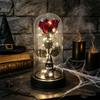 Halloween Rose Accent Light, Cloche Glass Cover with Warm String Lights for Window Ledges and Entry Tables at 