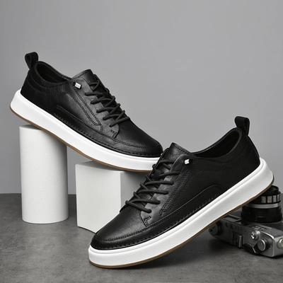 Fashion Trendy Brand Genuine Leather Casual Shoes for Men Thick Soled Oxford Versatile Men's Sneakers High-quality Men`s Work Shoes