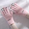 Soft Panda Knitted Letter Women  Gloves Driving Gloves Wool Mittens Female Gloves