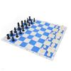 Tischschachspiel 75mm Höhe Künstlicher PU-Samt 42cm Blau und Weiß Schachbrettspiel für