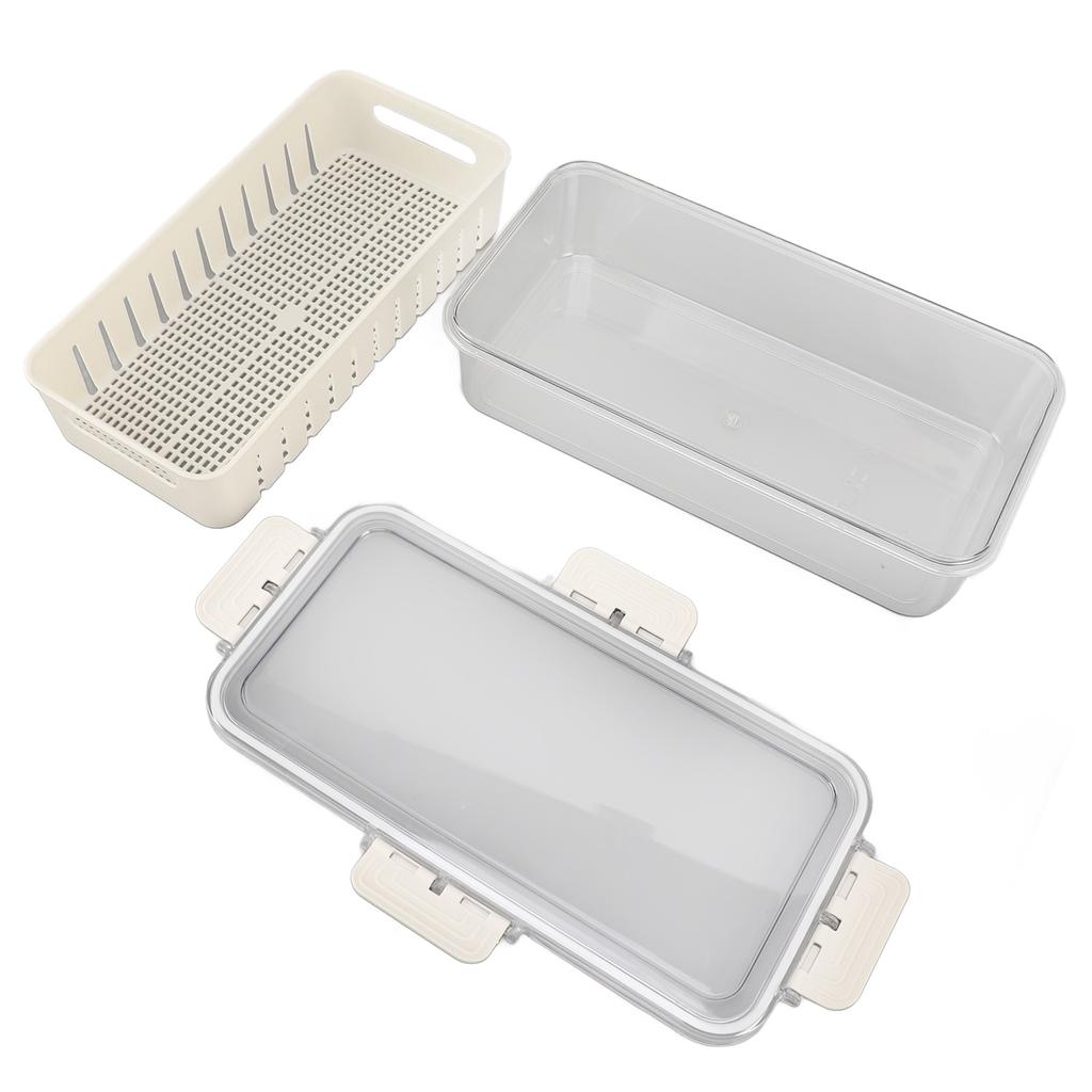 Refrigerator Fresh Food Storage Containers PET Multifunctional with Drainer Fridge Airtight Crisper for Kitchen Dining