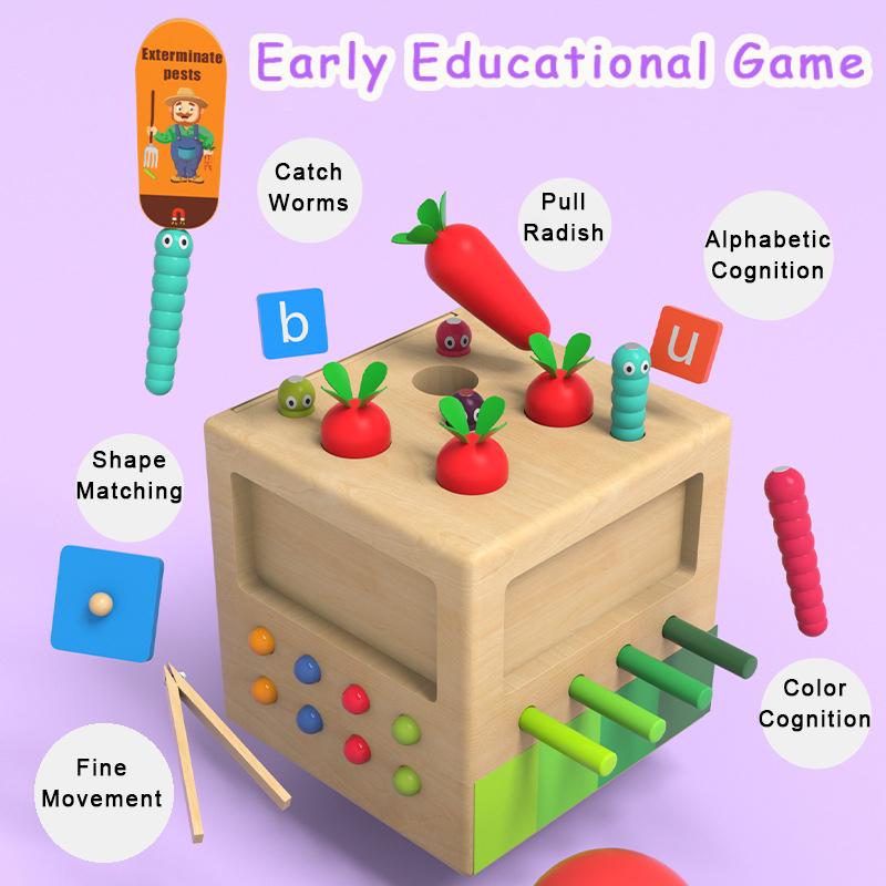 Baby Wooden Montessori Box Sensory Toys Color Shape Sorting Matching Games Winder Object Permanence Activities Educational Toys