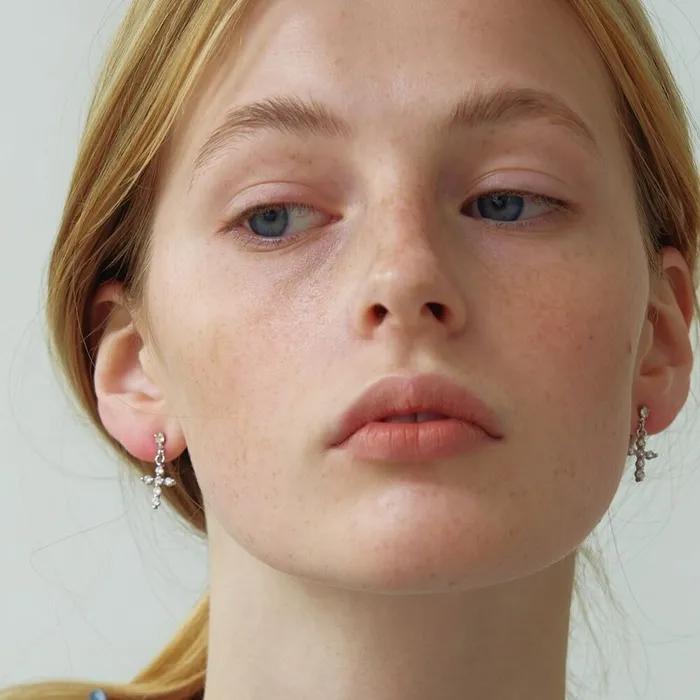 Cubic Cross Earrings