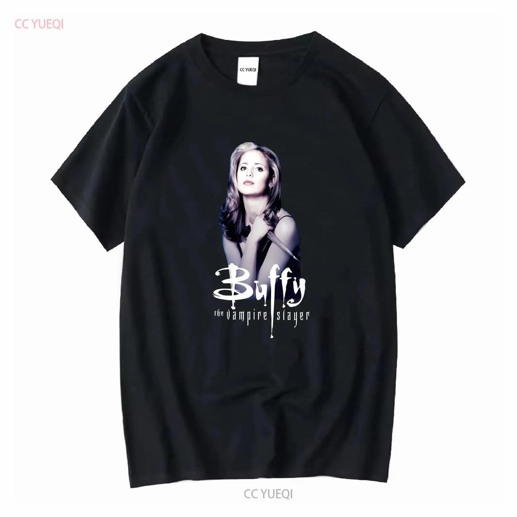 90s Black Buffy The Vampire Slayer T Shirt Basic Graphic Tee NH5361 Vintage Washed Breathable Slightly Stretched