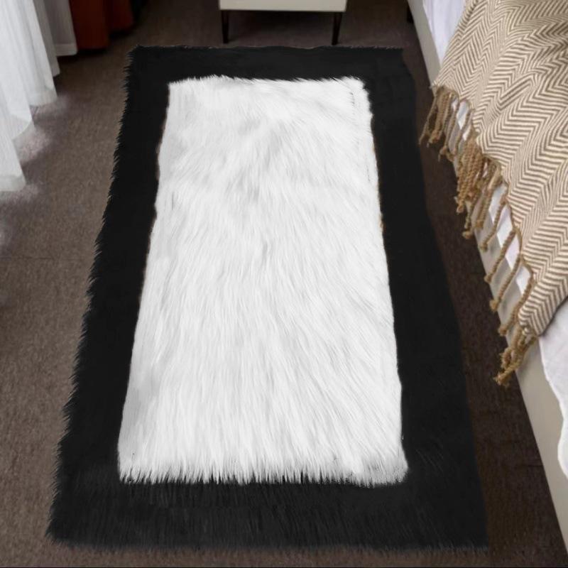 New Wave Faux Wool Rug: Bedroom, Living Room & Bay Window Mat with Long Pile