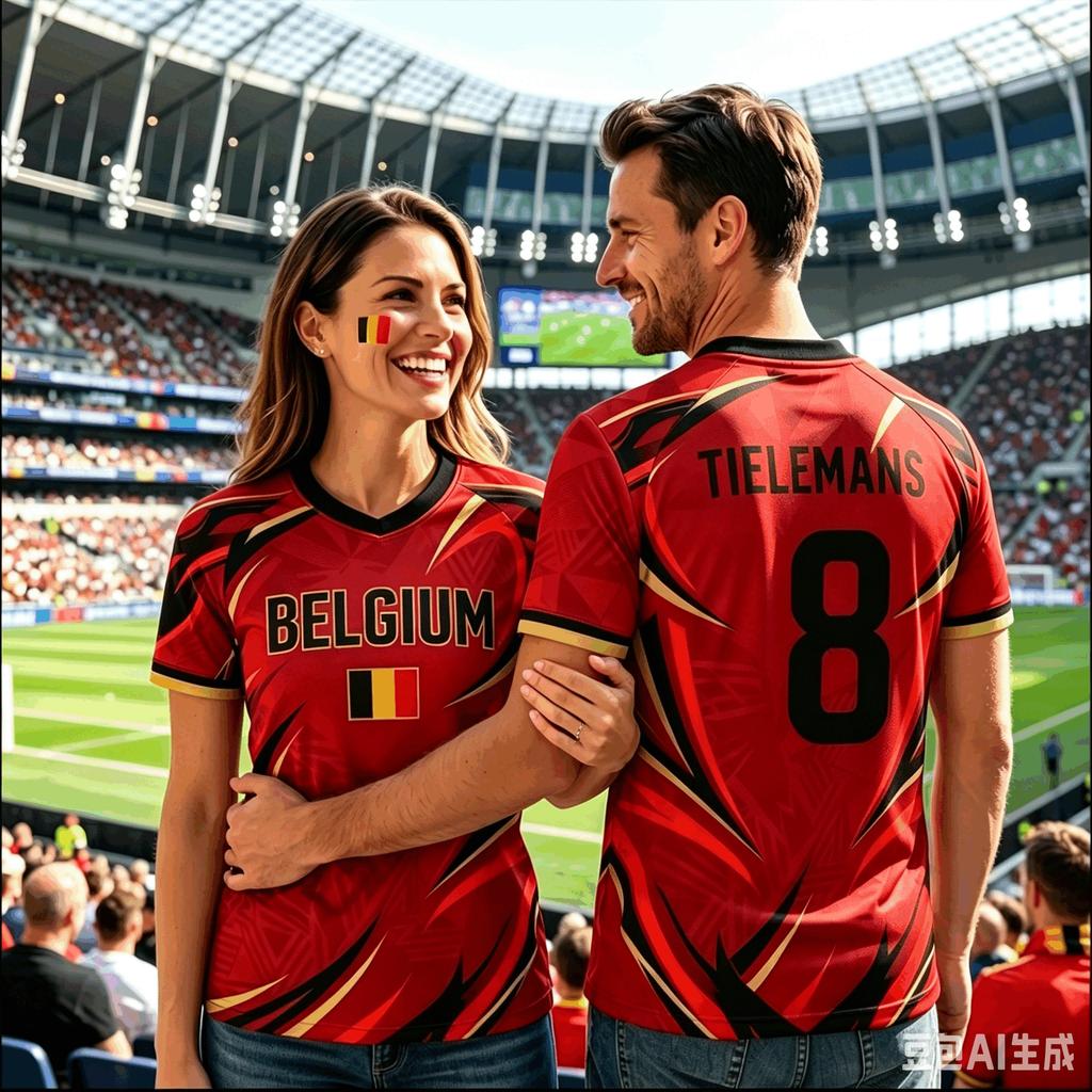 2026 Maglietta da Calcio Estiva Belgio Top Maglia da Calcio T-shirt Abbinamento Familiare Traspirante Uomo Donna Maniche Corte Top