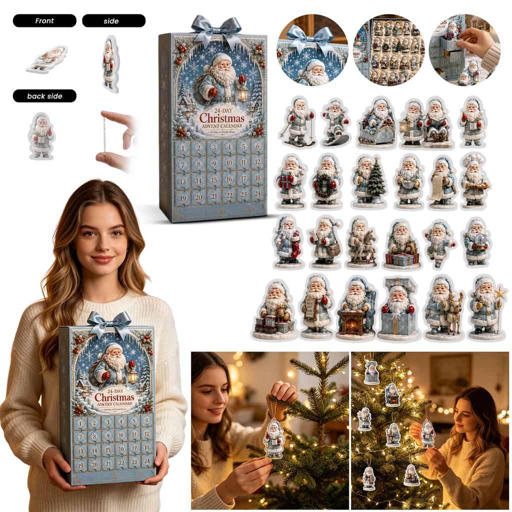 Pack 2D Flat Acrylic Christmas Ornaments, Hanging Decorations for Christmas Tree, Winter Holiday Set
